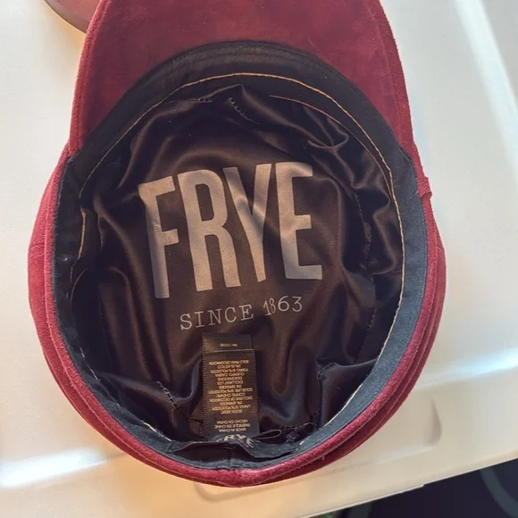 Frye Red Leather Newsboy Cap Size S/M - Picture 5 of 8